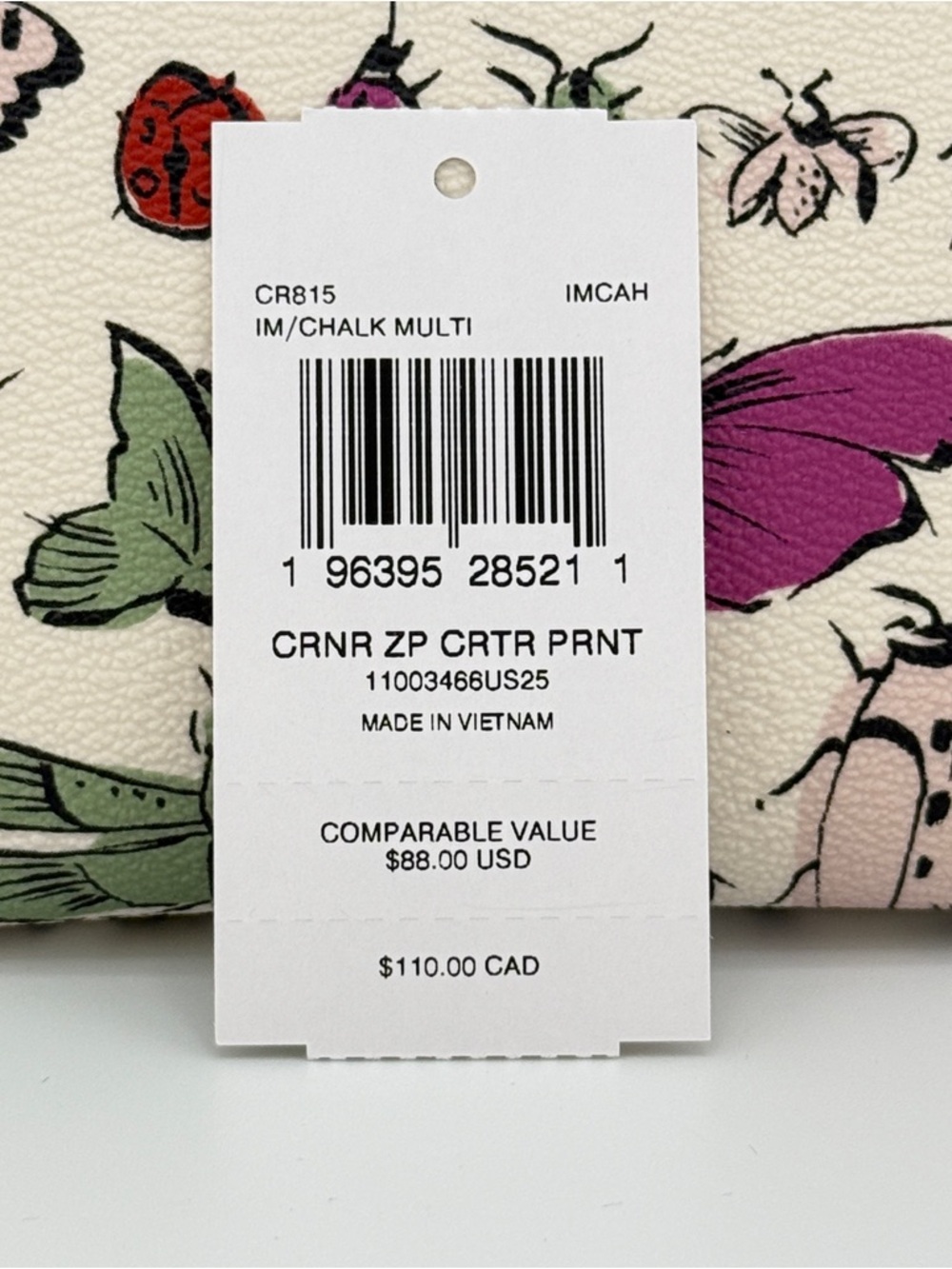 Coach Chalk Multi Corner Zip Wristlet Bug Print NWT - Picture 7 of 7